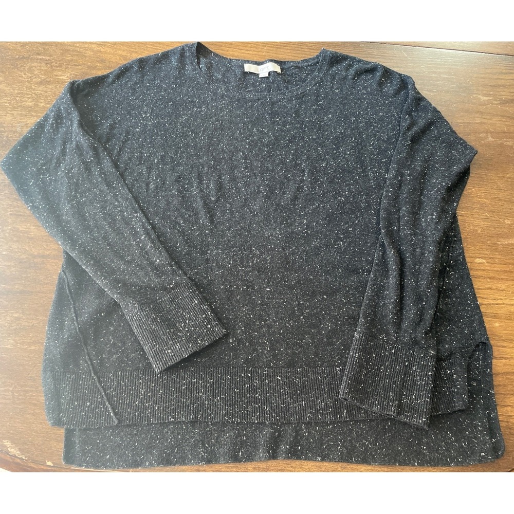 Loft Black/white Fleck Women's Sweater Cotton/Rayon EUC Large Soft